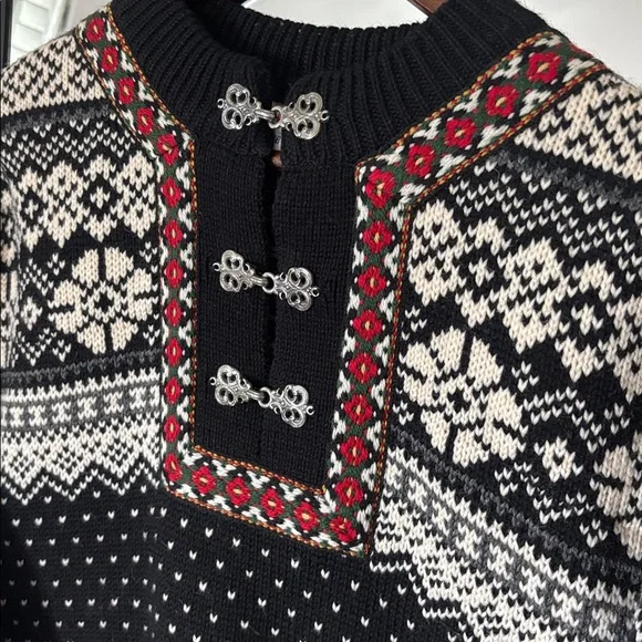 NORWEAR WOMENS MADE IN ICELAND 100% PURE WOOL SWEATER FAIR ISLE CREWNECK MEDIUM - Picture 2 of 6